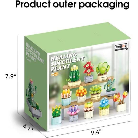 𝟭𝟬𝟵𝟱 PCS Succulent Flower Building Set, 12 Beautiful Potted Plants, Ideal - Picture 2 of 7